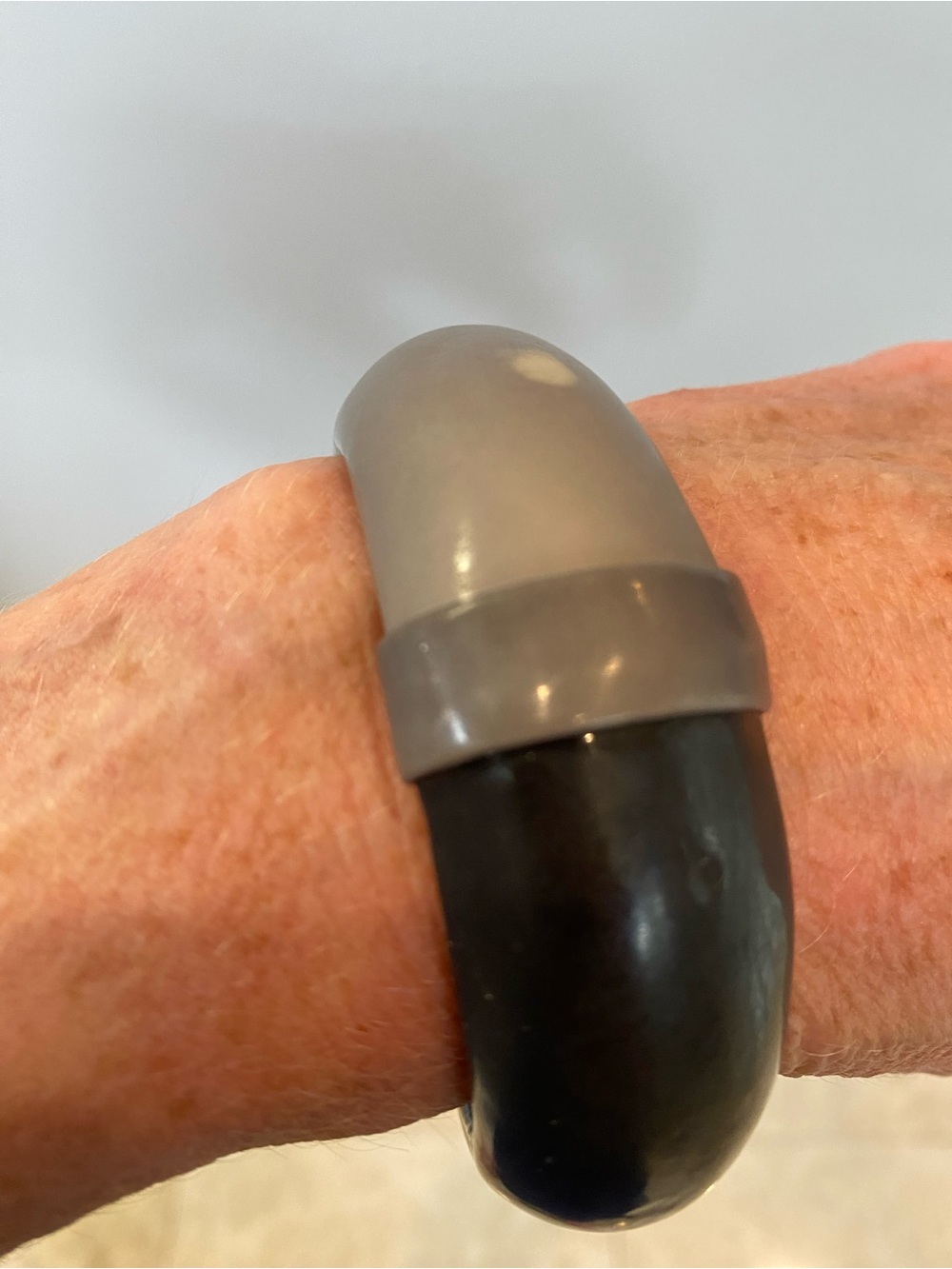 Chunky Two-Tone Gray and Black Resin Bracelet